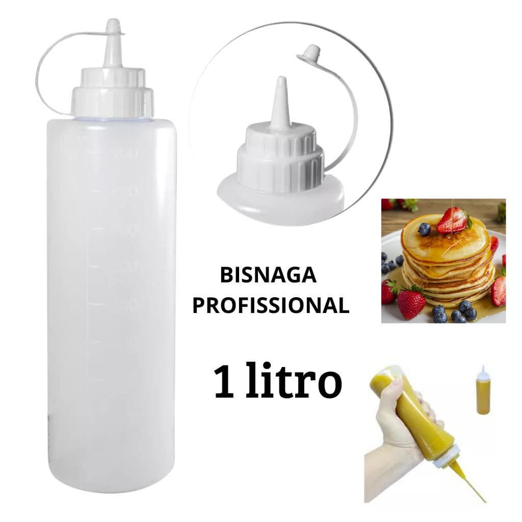 KIT COM 1,2, 3 ou 4 BISNAGAS PROFISSIONAL 1 LITRO 400ML MAIONESE MOLHOS LANCHES CREPE PANQUECAS DONUTS CONFEITARIA