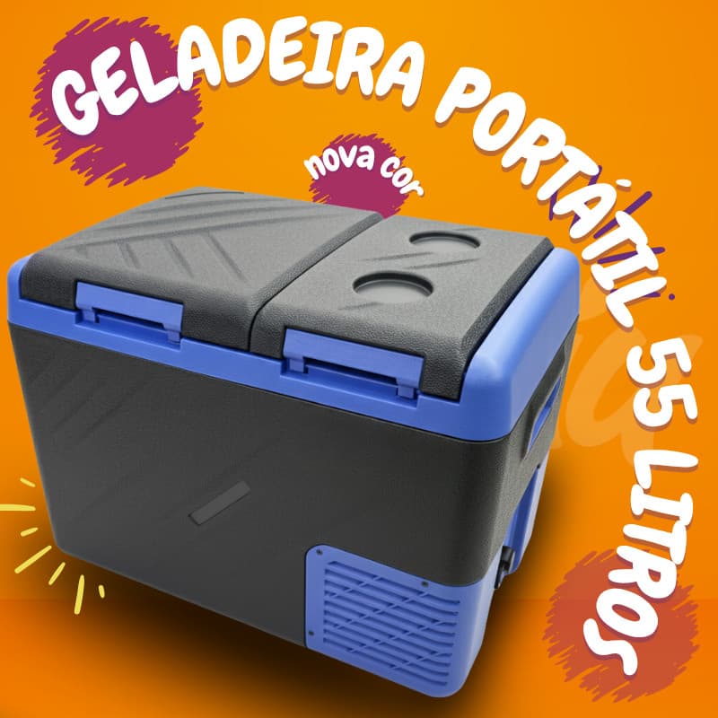 Geladeira Caminhão Portátil 55 Litros Quadrivolt 2 Portas  caminhão ônibus van Motor home