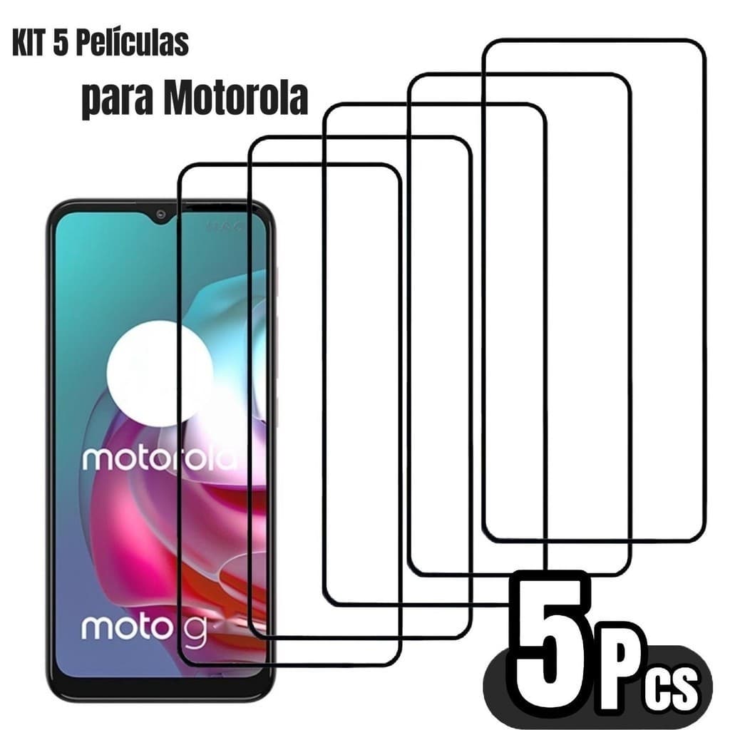 Kit 5 Película De Vidro Temperado 3D/9D Para Motorola Moto G10 G30 G35 G75 E15 G56 G86 G05 G06