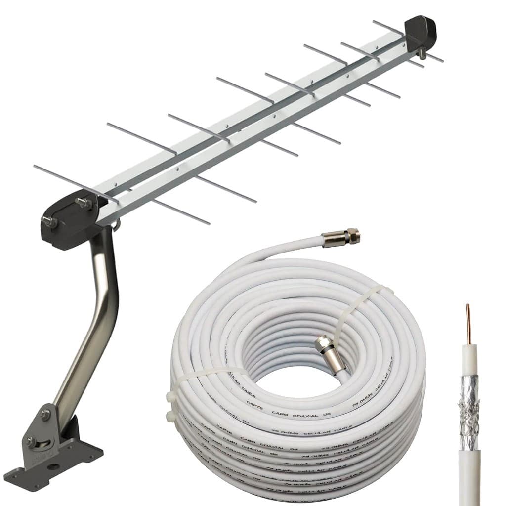 Kit Antena Digital Externa Log 16 + 8 Mts Cabo + Suporte