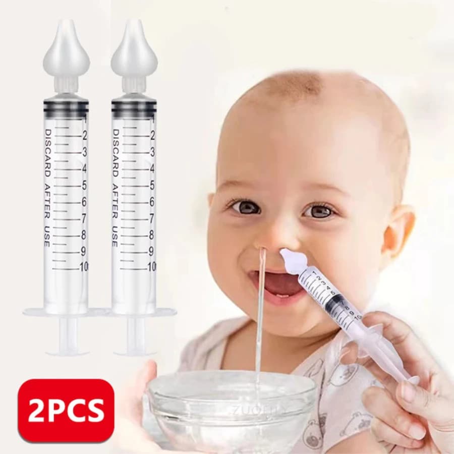 Kit 2 Lavador Aspirador Nasal Limpeza Infantil Bico Silicone Nariz Bebê Livre BPA Free Não Alergênico Reutilizá 