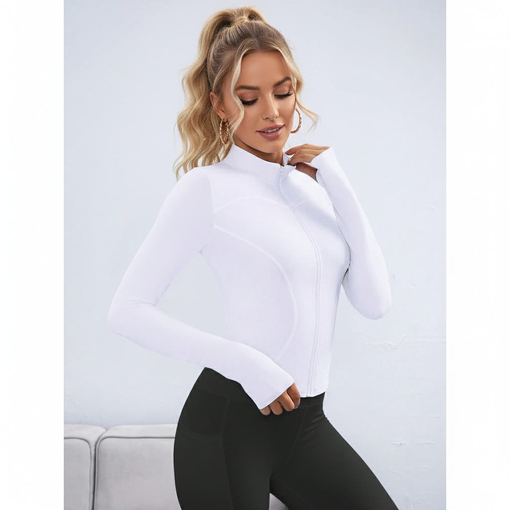 Jaqueta Esportiva Feminina Fitness Slim Fit Com proteção UV++