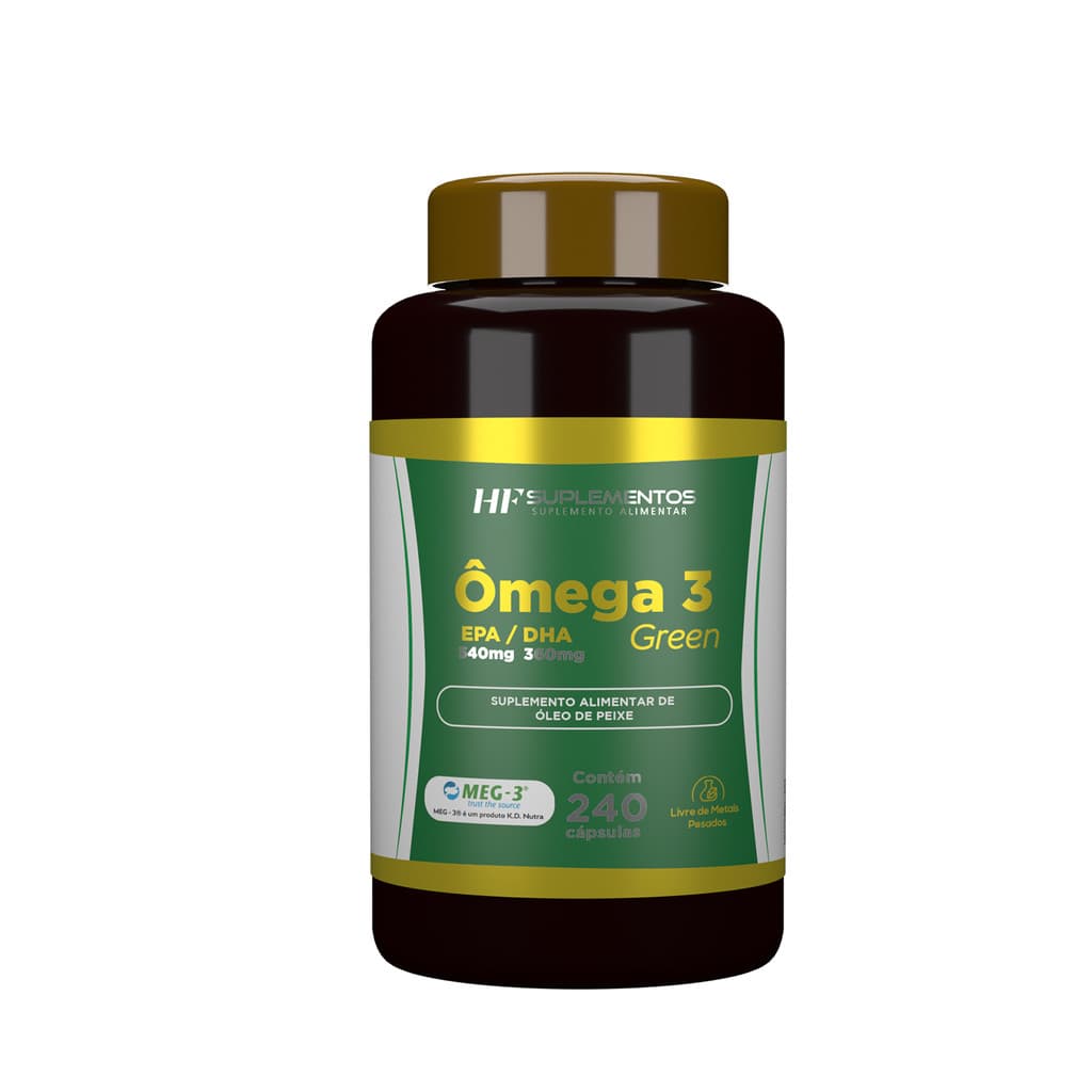 Omega 3 HF Suplementos 240 Caps Óleo de Peixe Puro EPA DHA Concentrado Coração e Saúde Vida