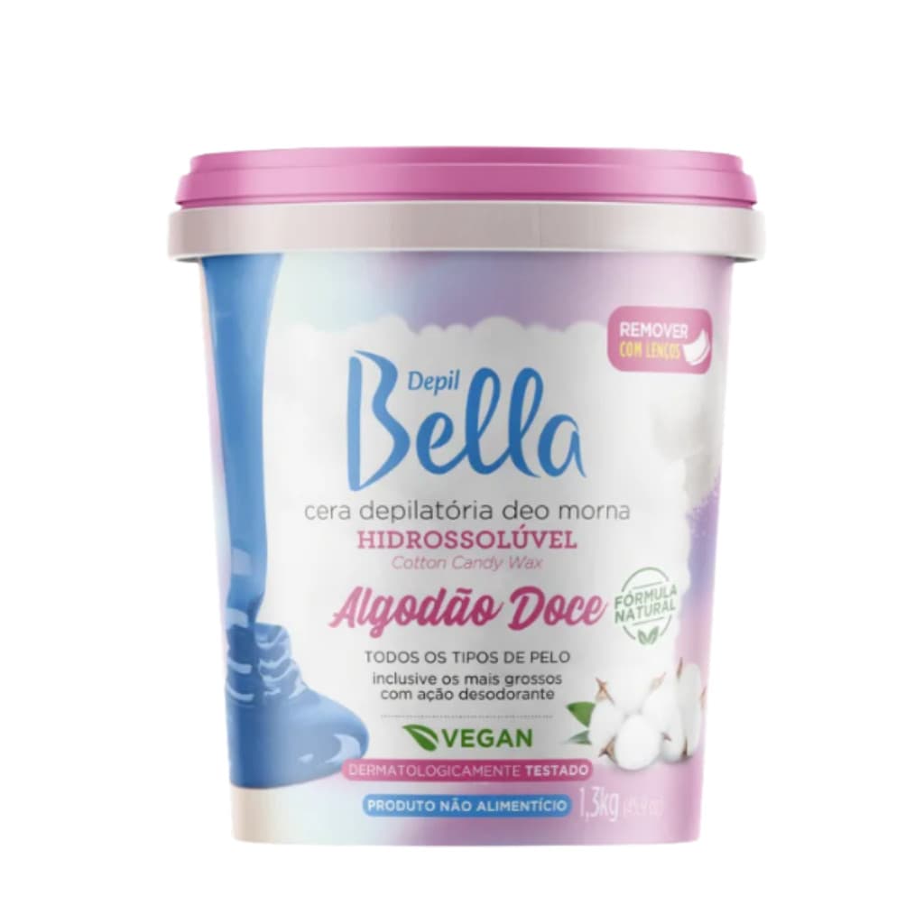 Cera Depil Bella Hidrossolúvel Algodão Doce 1,3kg