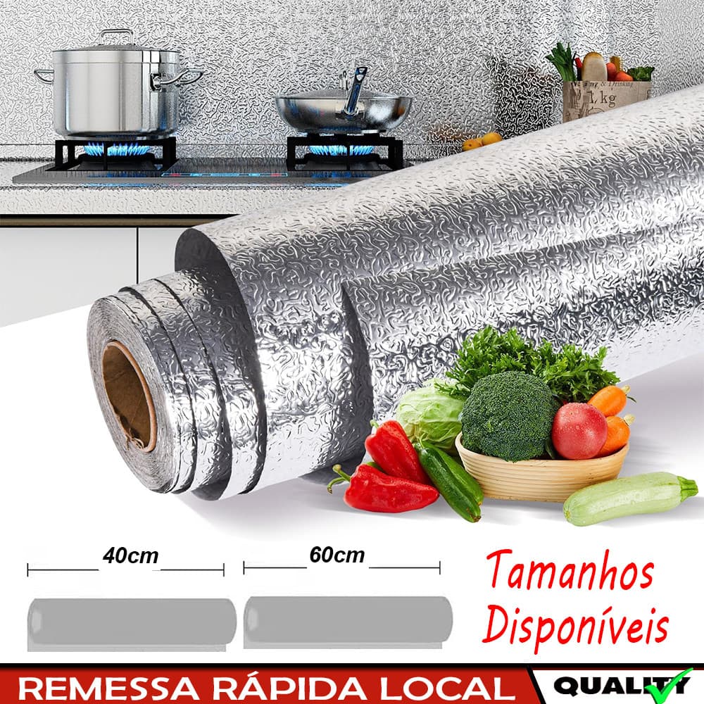 Papel PVC Adesivo Parede Cozinha – Protetor Impermeável Anti-Manchas Óleo Gordura Fácil Limpeza Decorativo Fogão Pia