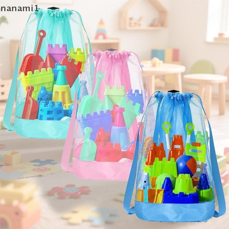 nanami1 Mochila De Praia Extra Grande Com Cordão Resistente À Areia Para Crianças , Bolsa De Armazenamento De Brinquedos
