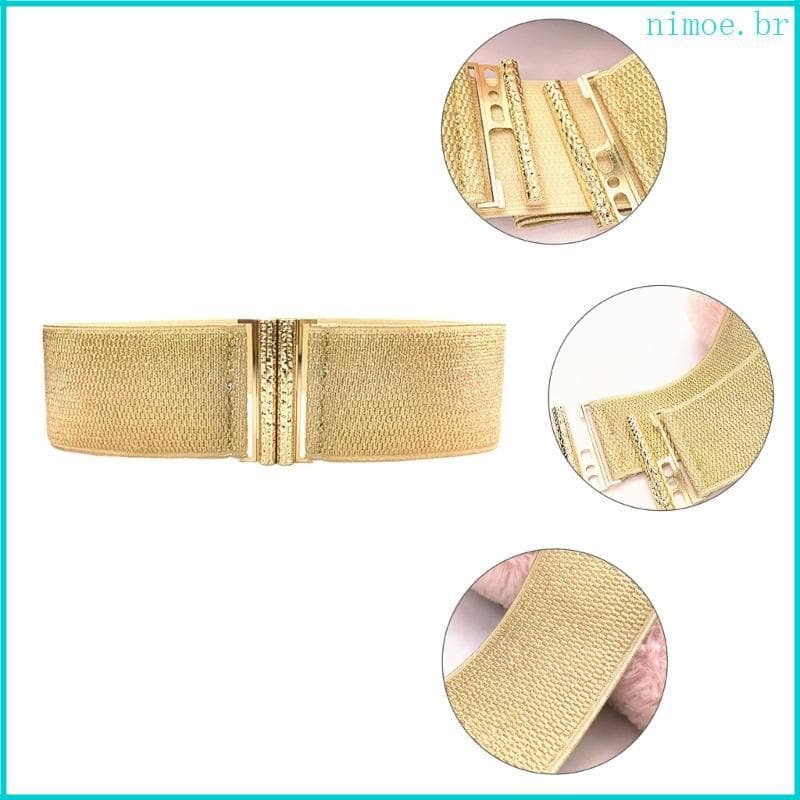 Nim Feminino Cinto Largo Elástico Ouro Waspie Vestido Acessórios Decorativos Glitter Cintura