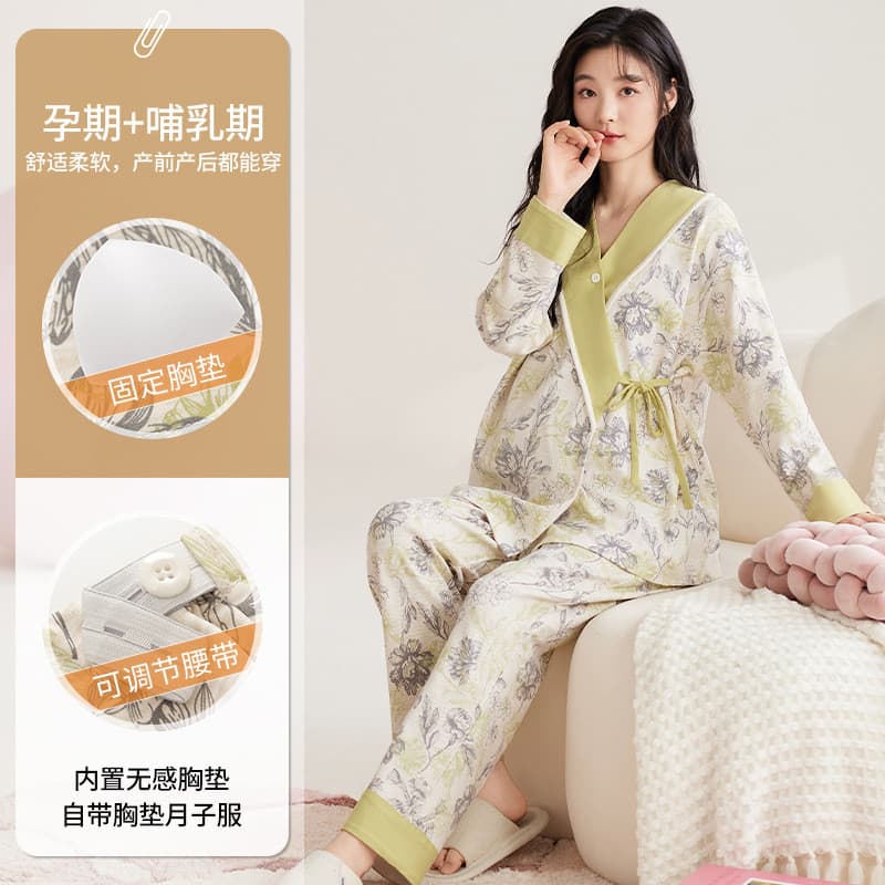 Xiyue novo estilo de manga comprida imitação de algodão roupas de confinamento com almofada de peito fixa estilo quimono