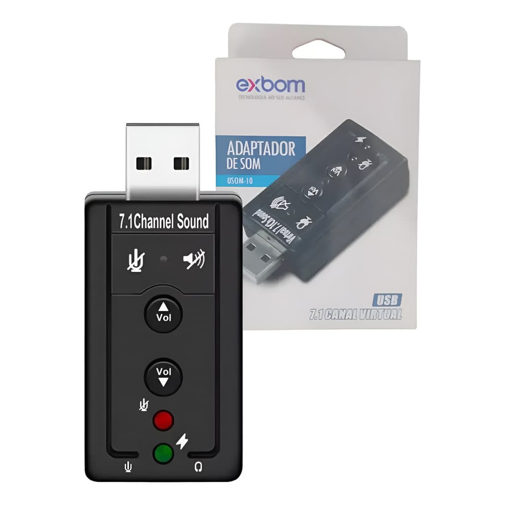 Adaptador Placa De Som 7.1 Canal Virtual Usb Exbom Usom-10