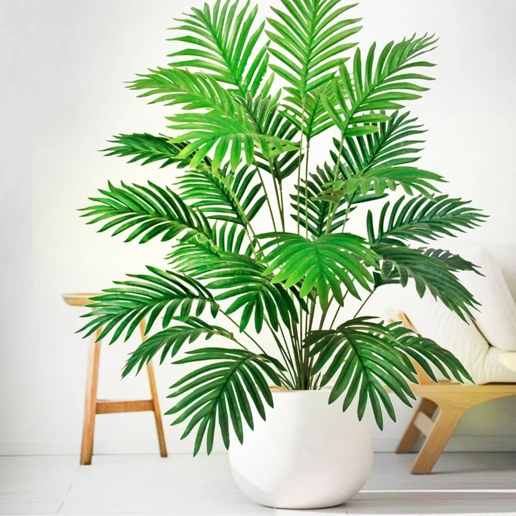 Folhas Planta Artificial Palmeira Areca Real Ao Toque 24 ou 48 Folhas Decoração Casa Escritorio
