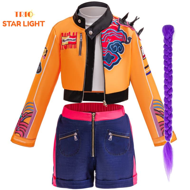 Demônio Rumi Caçadores Cosplay Traje Menina Pop Cantores Carnaval Festa Roupa 4 Pçs Dos Desenhos Animados Vest
