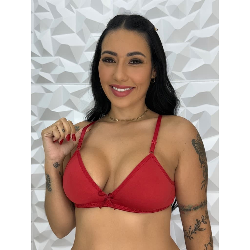 Kit 6 Sutiã Sem Bojo Lacinho Tecido Duplo Alças Ajustáveis Confortável Promoção Feminino