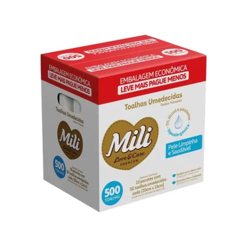 Toalhas Umedecidas Mili Love Care 480 unidades/Nova quantidade