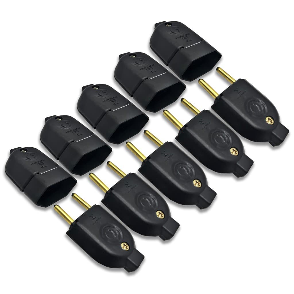 Kit 5 Plugue Pino Macho 10a 2p + 5 Tomada Fêmea 10a Preto