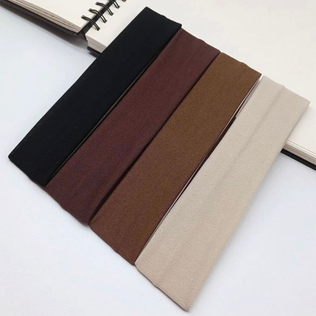 4 Faixas de Cabelo Penteados e Esportes Branco, Preto,CInza e Marrom Escuro