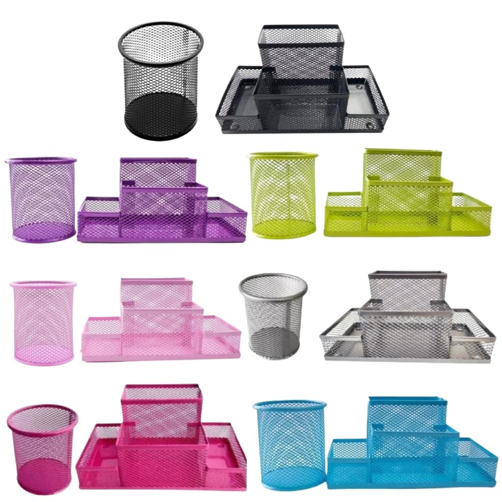 Kit Porta Caneta + Porta Treco Organizador Mesa Escritório