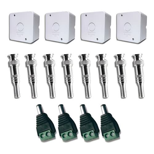 Kit 4 Caixinhas De Acabamento C/ 8 Bnc Mola E 4 P4 Macho