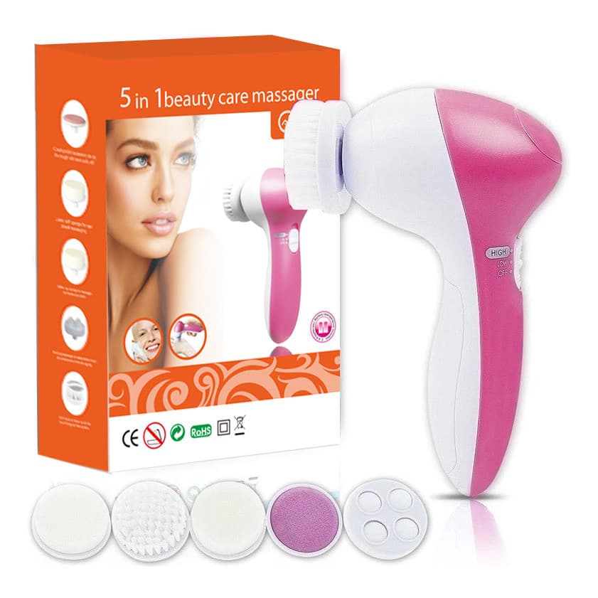 Escova de Limpeza Facial Elétrica 5 em 1 Portátil Massageadora Esfoliante Pele Profunda