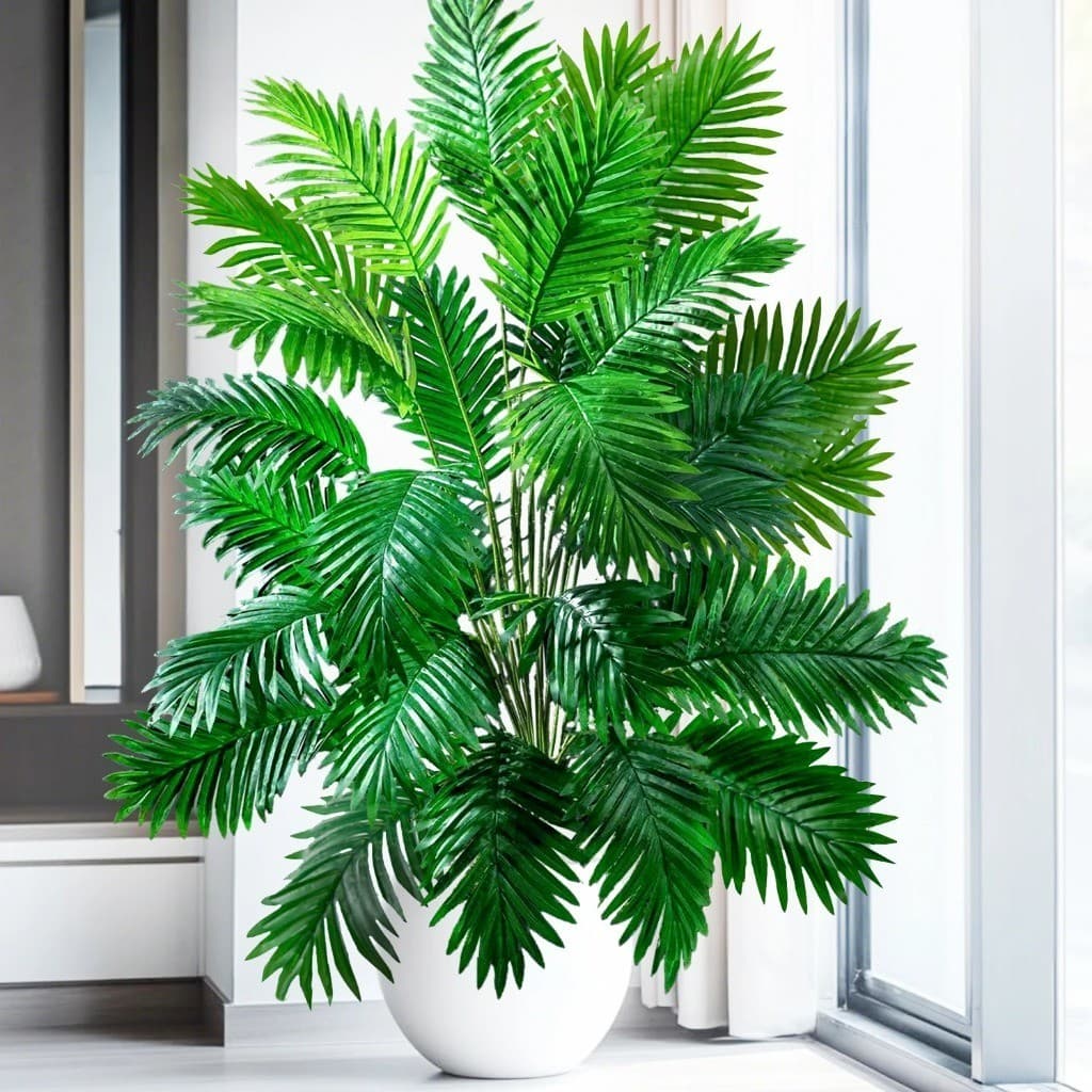 Folhas Planta Artificial Palmeira Areca Real Ao Toque 24 ou 48 Folhas Decoração Casa Escritorio