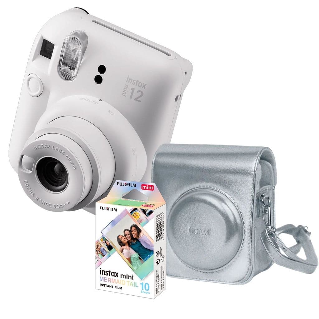 Kit Câmera Instantânea Fujifilm Instax Mini 12 Branca + 10 Filmes Mermaid Tail