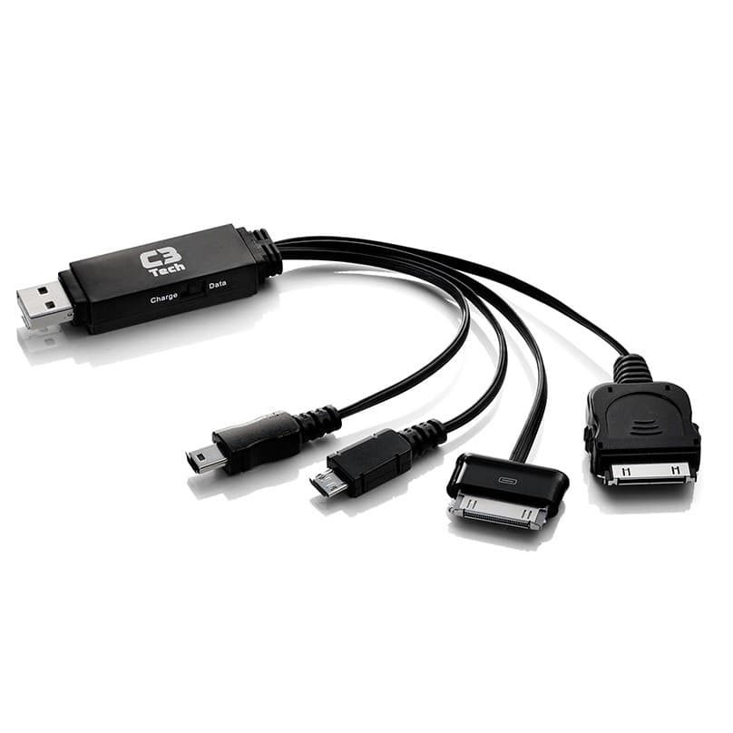 Cabo Carregador Multifuncional 4 em 1 USB + Dados C3Tech - UC-14