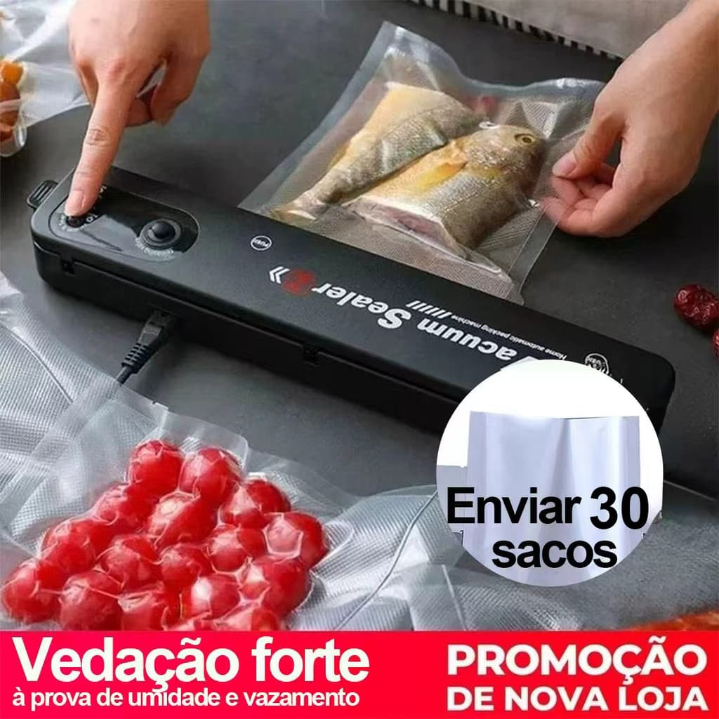 Seladora a Vácuo 110V com 30 Sacos | Conserva Alimentos com Selagem Potente