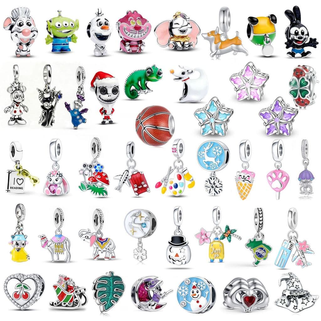 Berloques De Prata 925 Clássico Charme Ponto Pulseira Acessórios Disney Série Colar Pingente DIY Jóias Criativas