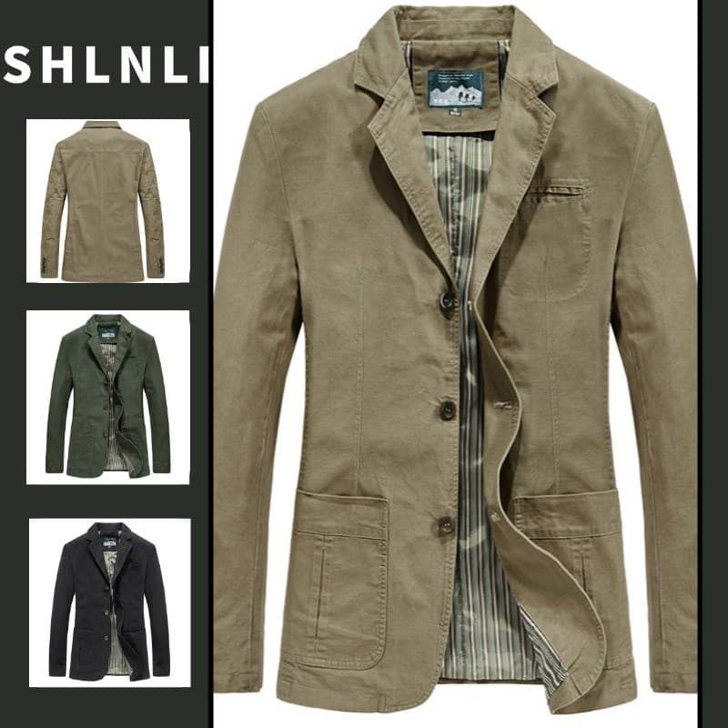 Blazers Casuais Americanos Masculinos Para Outono Inverno Grandes Jaquetas Comerciais De Botão De Cor Sólida