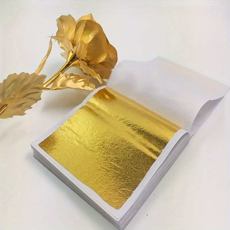 100 Folhas De Papel Dourado Feitas À Mão Para Projetos De Diy E Decoração De Casa Em Pintura