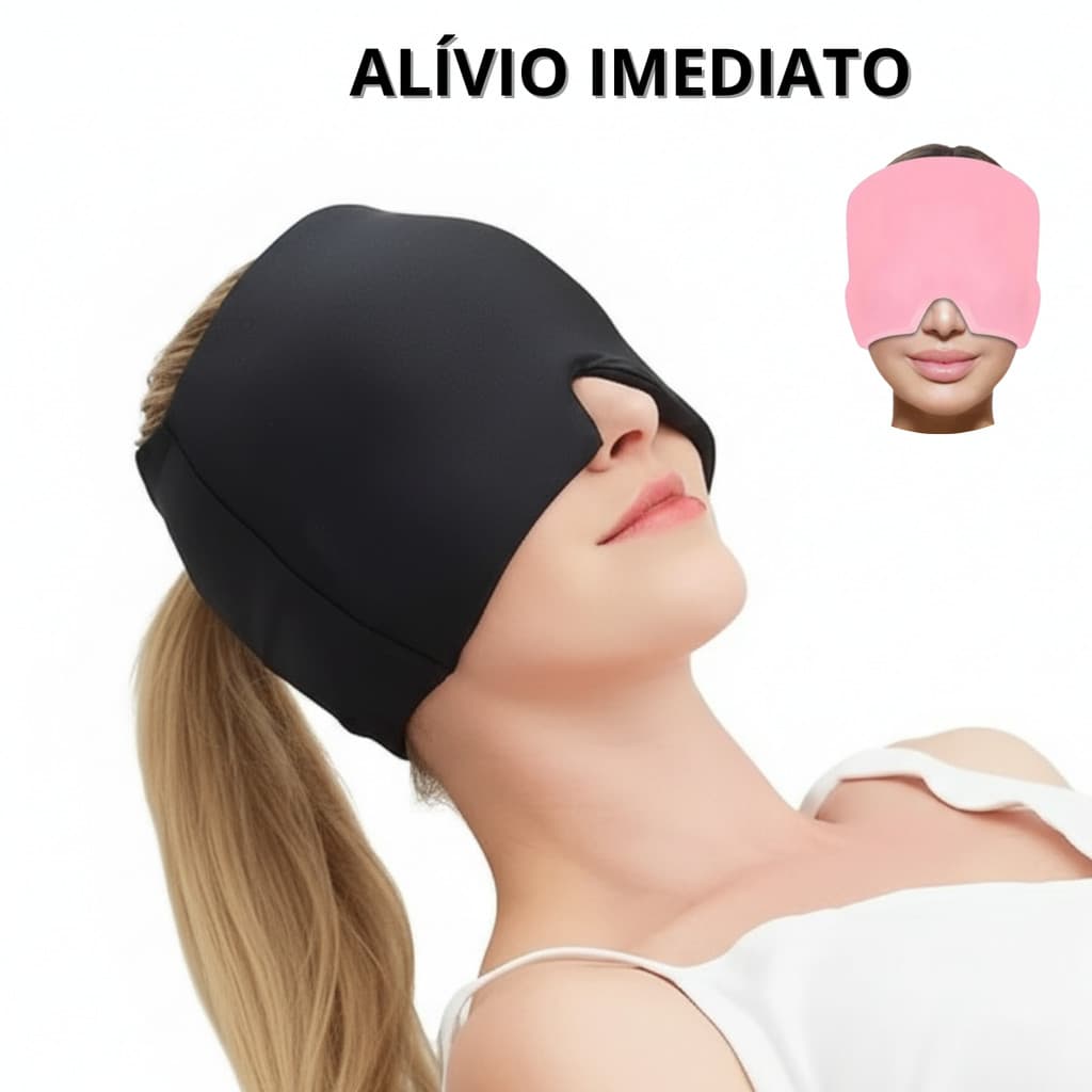 Touca Alívio Enxaqueca Dor Cabeça Tapa Olho Frio Quente Gelado Máscara