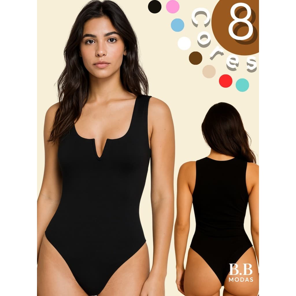 Body Feminino Regata Decote V em Suplex Premium Plus size