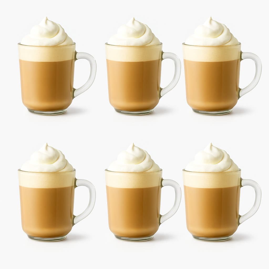 Jogo 6 Canecas De Café Chá Vidro Cristalino Transparente 250ml Cappucinno Kit Xícara Capucinno