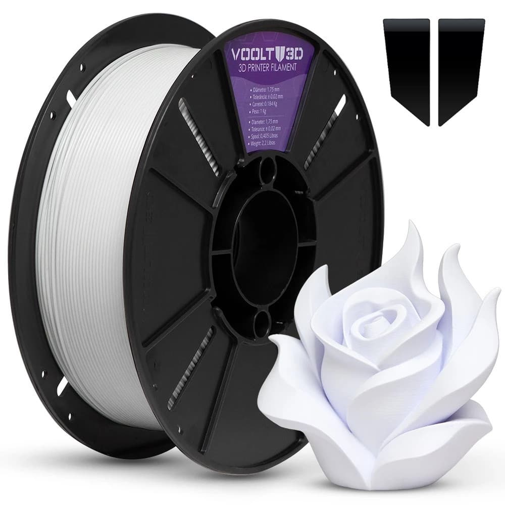 Filamento PLA Branco Velvet 1Kg 1,75mm Efeito Aveludado Para Impressora 3D FDM Voolt3D Oficial