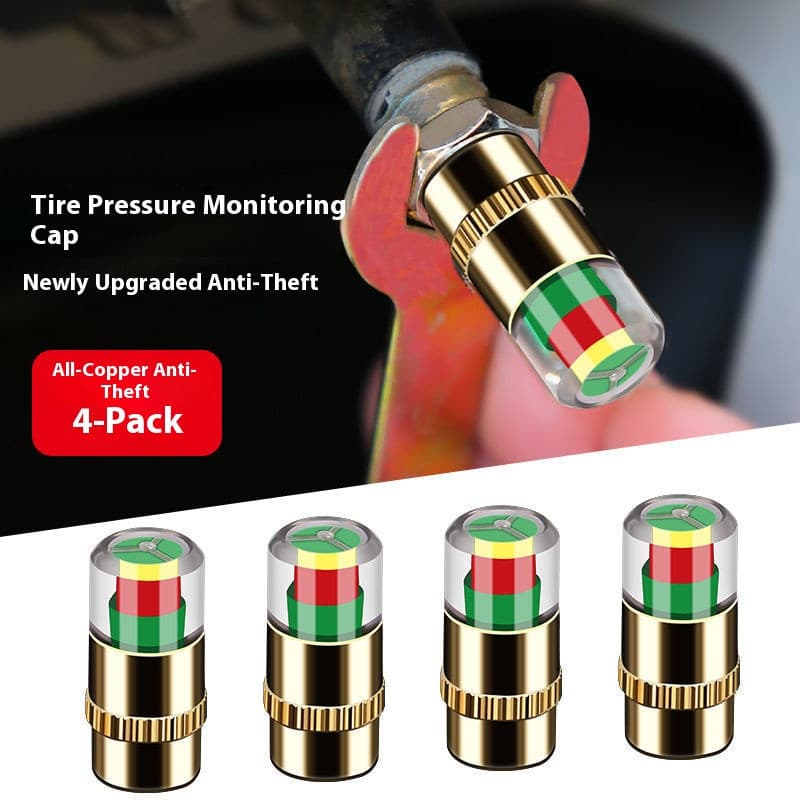 4 Pcs Tampas Do Monitor De Pressão Dos Pneus-Alerta Visual Codificado Por Cores (Verde/Amarelo/Vermelho)-Construção Em L