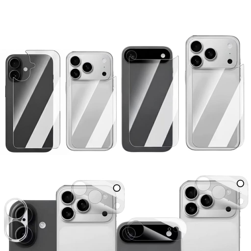 película proteção vidro tampa traseira + película lente câmera para iphone 17 17pro 17air 17promax