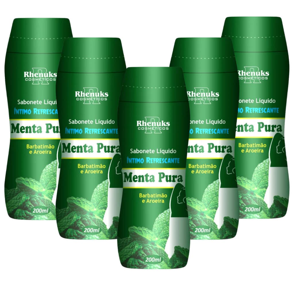 Kit C/5 Sabonete Íntimo Feminino Menta Pura 200ML - Rhenuks Cosméticos