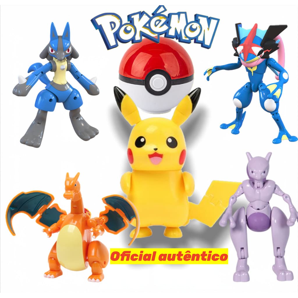Boneco Pokémon Articulado Montável + Pokébola | Pikachu, Charizard, Mewtwo, Bulbasaur