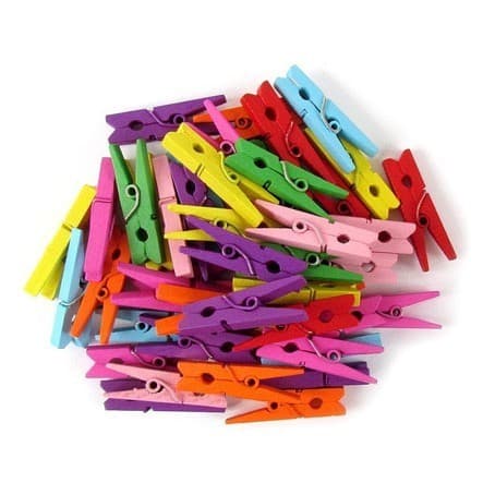 Pacote Com 100 Mini Prendedores Em Madeira 2,5cm