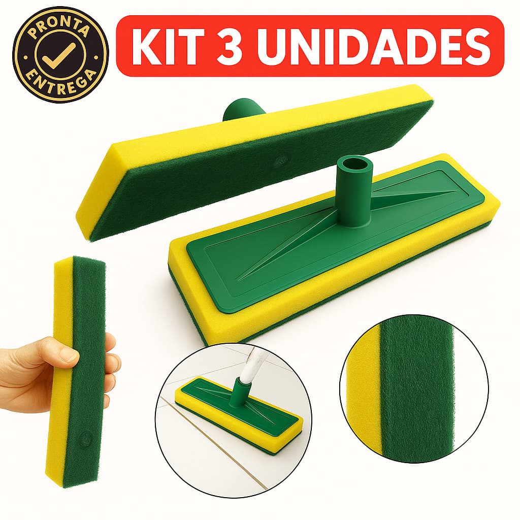 Kit 3 Refil Rodo Esponja Limpa Azulejo Piso Banheiro Cozinha Tamanho Grande