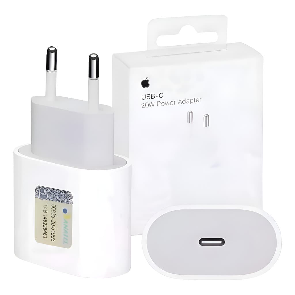 Fonte Carregador 100% Original Apple 20W USB-C IPhone Turbo Lacrado ID-Apple IPhone IPad Apple Watch