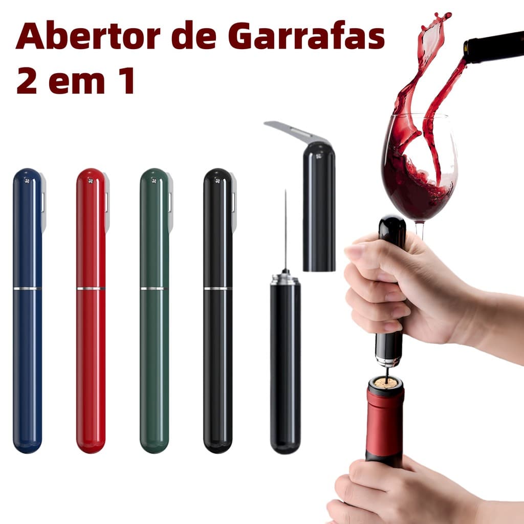 Abertor de Vinho com Cortador, Abertor a Pressão Seguro, Agulha de Aço Inoxidável