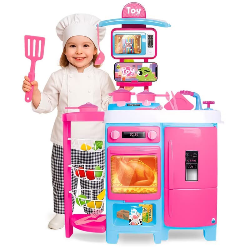 Mega Cozinha Infantil Grande Completa Com Acessórios Toy Chef  Sai Água De Verdade Samba Toys