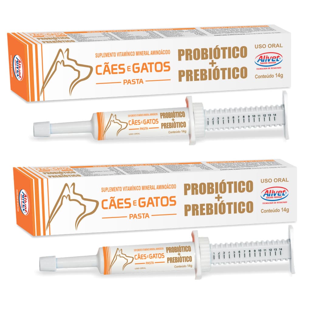 Kit 2 Probiótico Prebiótico Cães e Gatos Diarréia Saude Intestinal Intestino