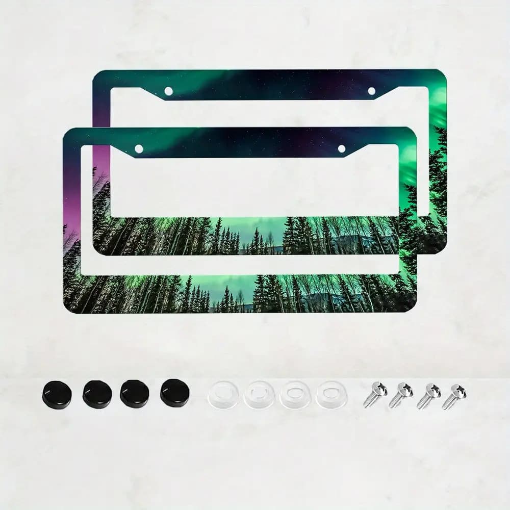 Parafusos de placa de licença perfurados Tampa de aço inoxidável Moldura de placa de licença Linda decoração padrão 2 6 