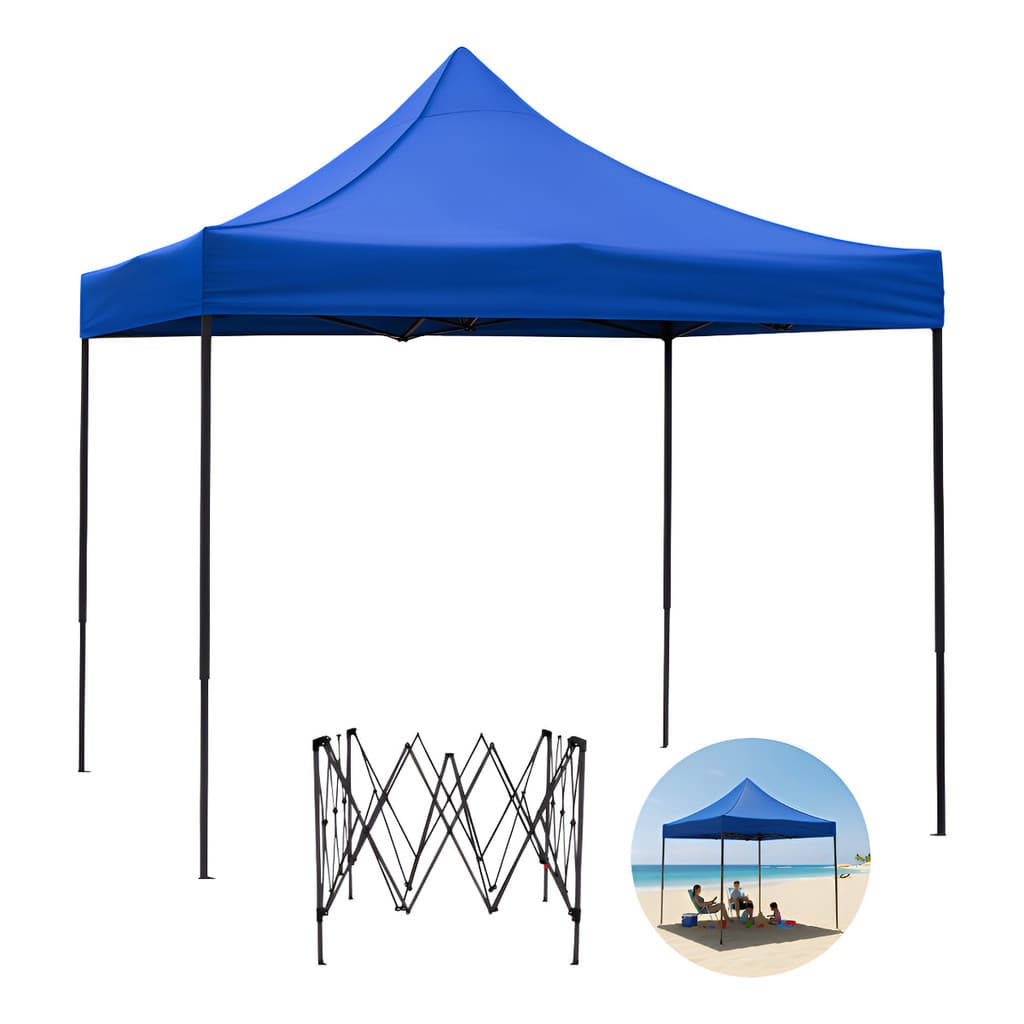 Tenda Gazebo Sanfonada 3x3 Praia Camping Pesca Aço Reforçado Azul