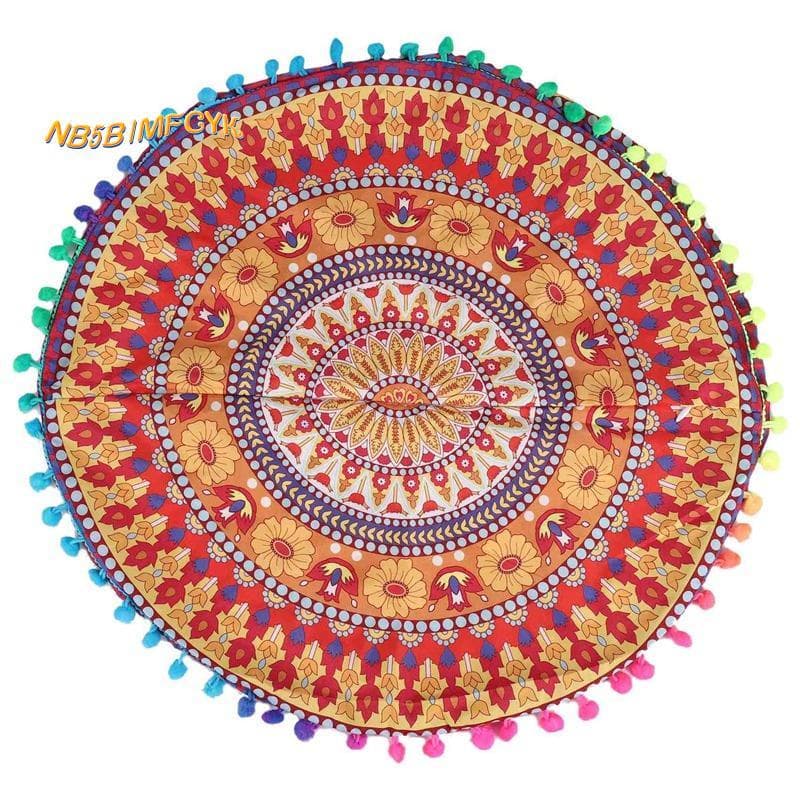 Almofadas De Chão De Mandala Indiana Redondas Boêmias Capa De 13