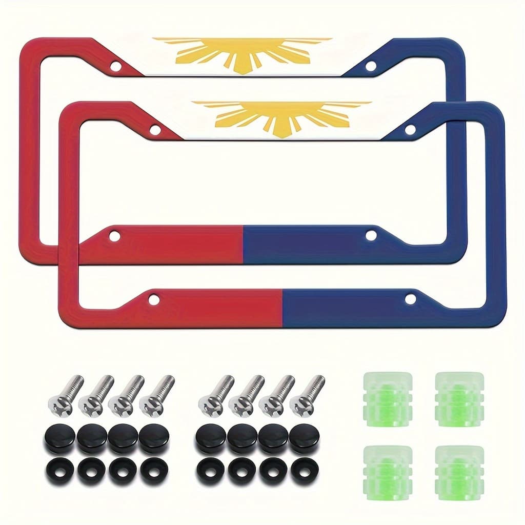 Metal alumínio, parafuso filipina de placa de licença grátis 4.,, suporte de etiqueta peças automotivas bandeira Individ