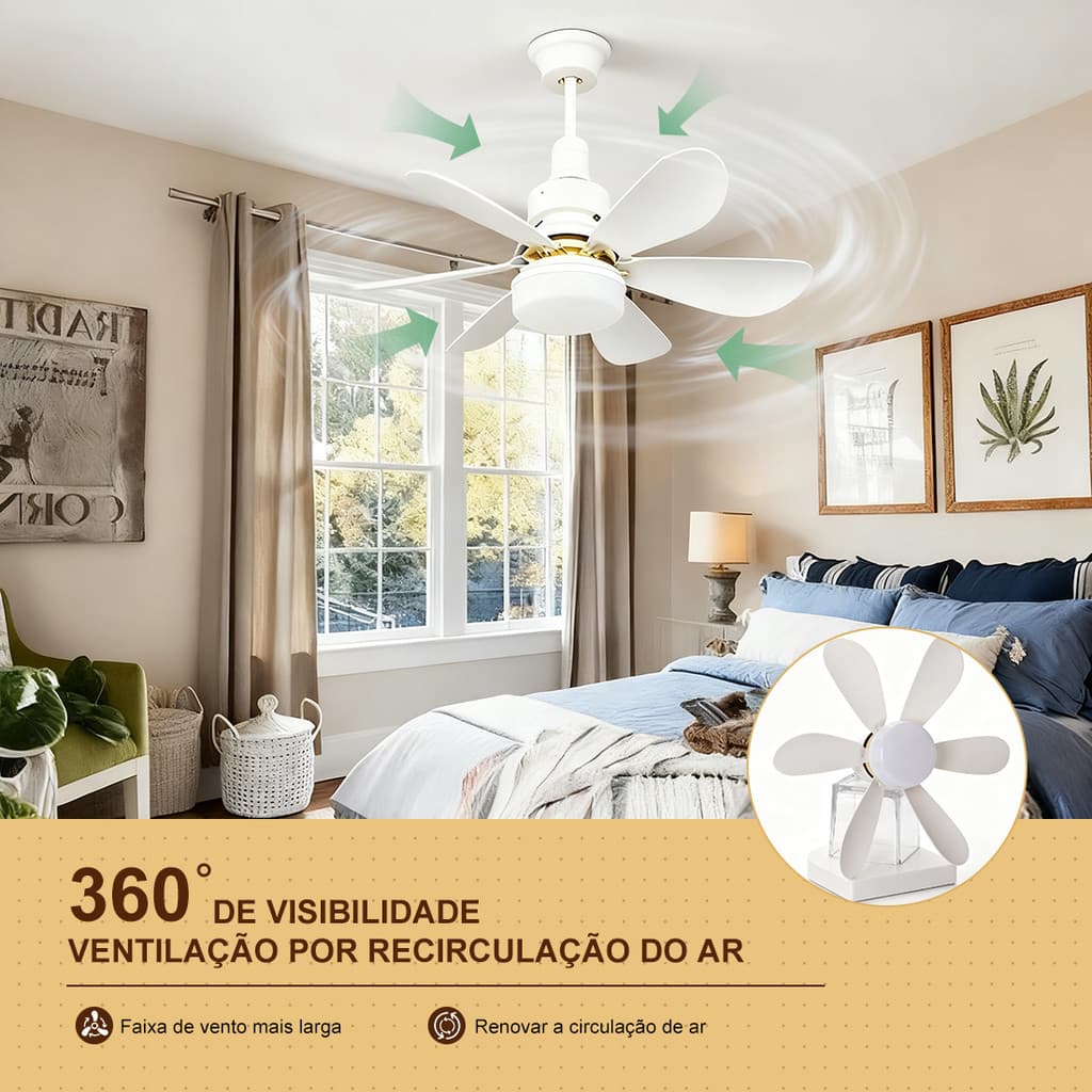 Ventilador Luminária De Teto LED Exaustor Led 6 Folhas Grande Forte Com Controle