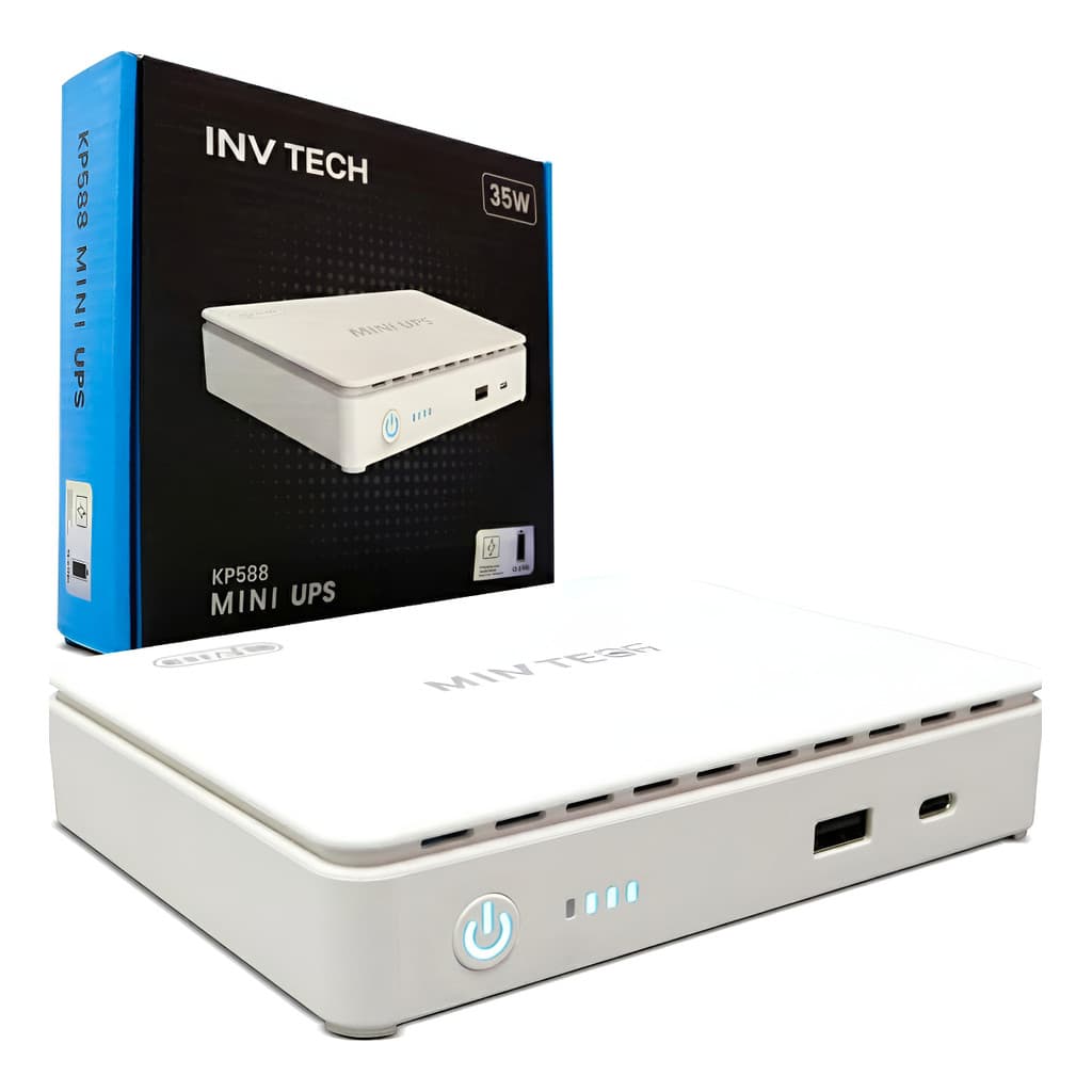 Mini Nobreak Ups 35w Usb Type-c Poe Roteador Wifi 5v Á 24v Marca Inv Tech