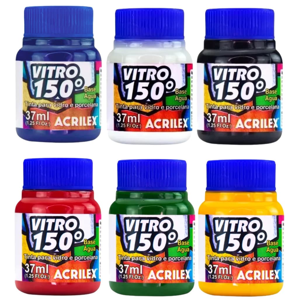 Kit 6 Tinta Vitro 150 37ml Acrilex